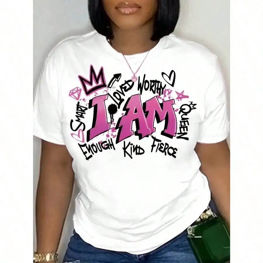 Comfortabel T-shirt met ronde hals en levendige graffitiprint, ontspannen pasvorm, korte mouwen voor warm weer, perfect voor seizoensovergang