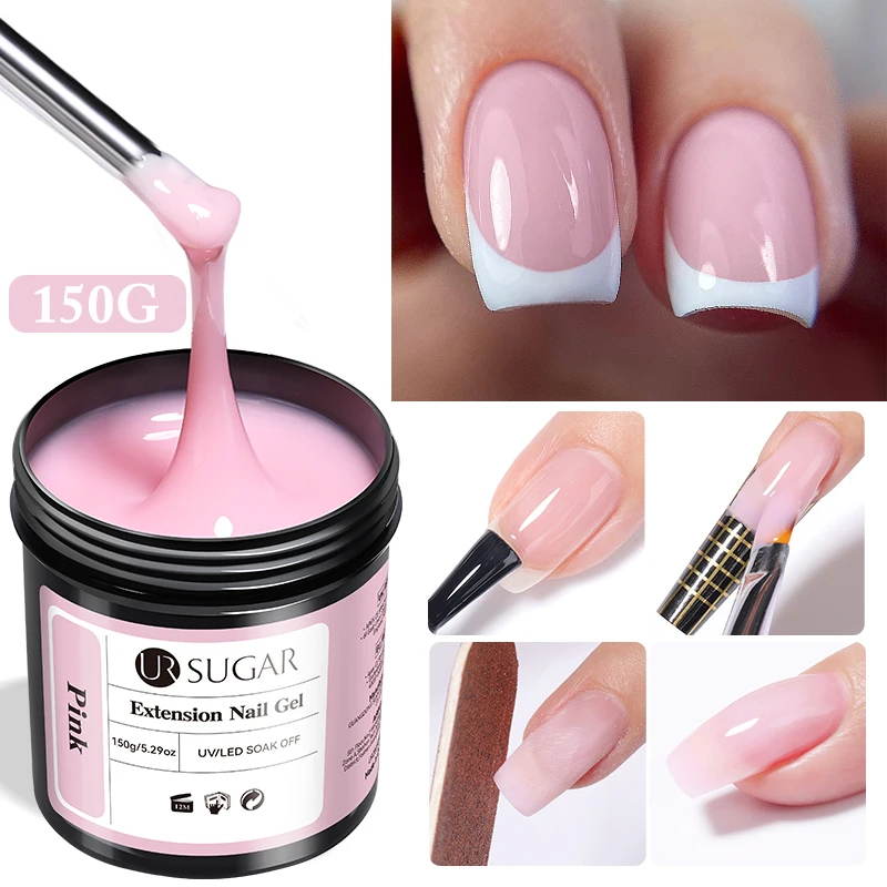 UR SUGAR 150g Transparent Nail Extension Gel Jelly White Light Pink Acrylic French Nail Art UV LED Gel Semi Permanent Manicure
