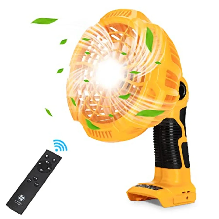 

Portable Fan for Dewalt 20v Battery, Handheld Fans with 300LM LED Lamp, Remote, 4H Timing Function, Rechargeable USB Personal D