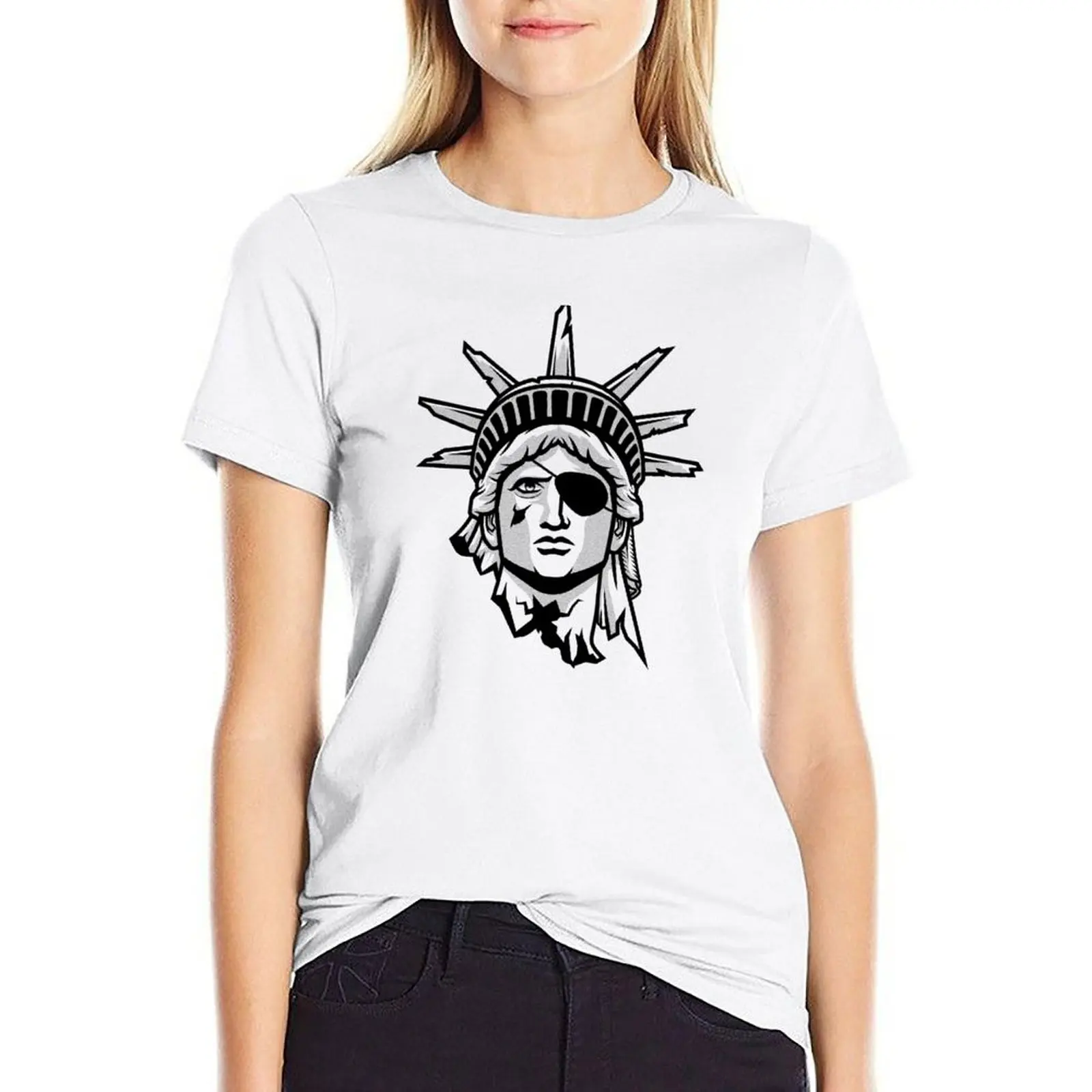 

liberty island prison T-shirt vintage clothes Short sleeve tee western t shirts for Women