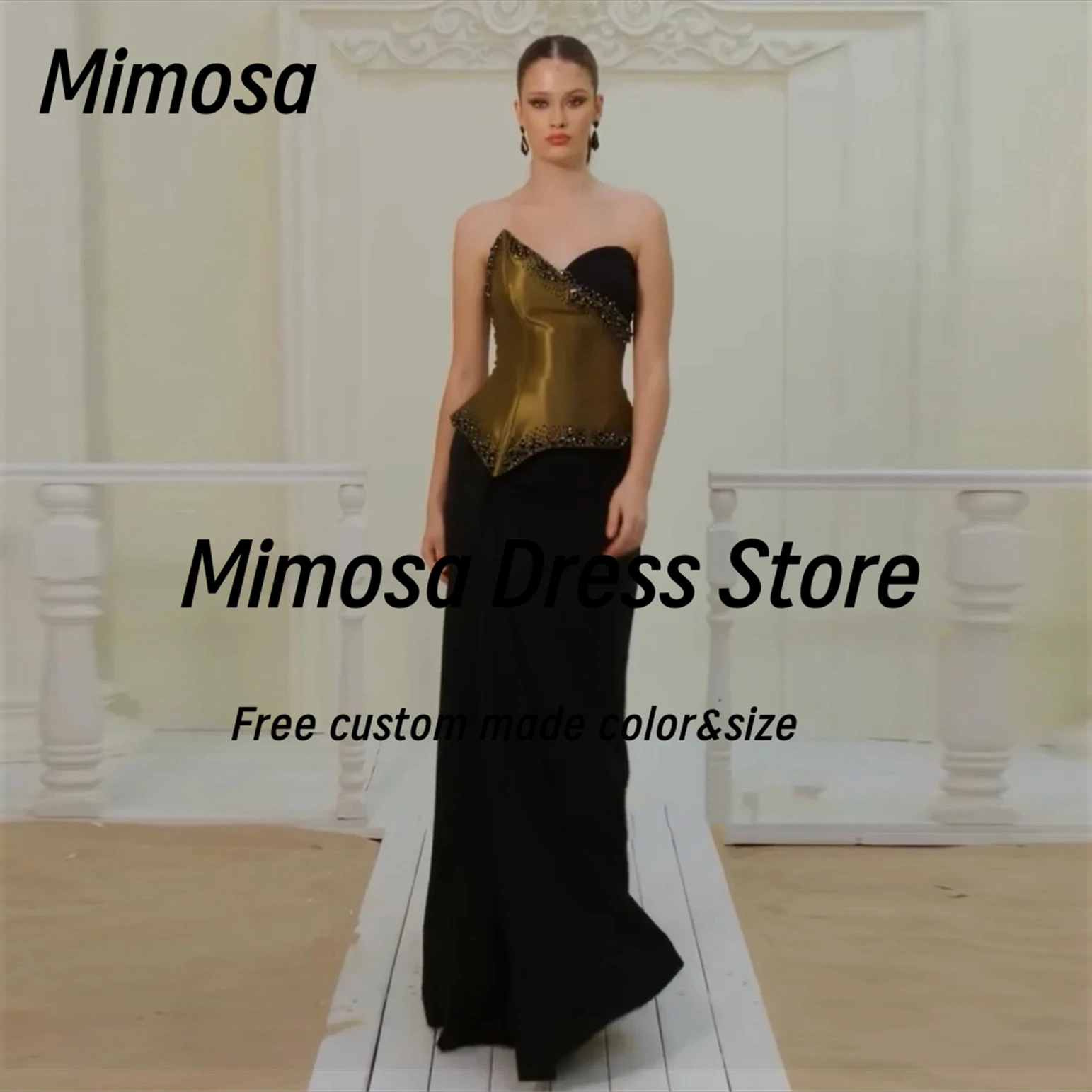 

Mimosa Two Pieces Prom Dresses 2025 Beaded Sweetheart Lace Up Back Evening Dress Saudi Women Black Party Gowns Customized