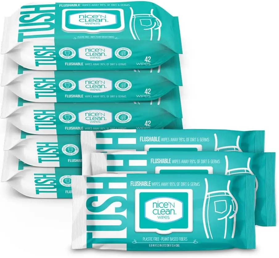 

Adult Flushable Wipes, 8x42 Count, Plant-Based Fibers, Aloe & Vitamin E