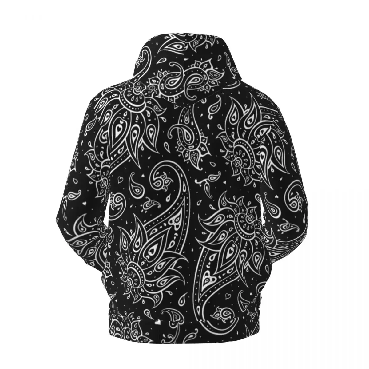 Baroque Floral Casual Hoodies White Paisley Hip Hop Velvet Warm Sweatshirts Winter Long Sleeve Loose Oversized Pullover Hoodie