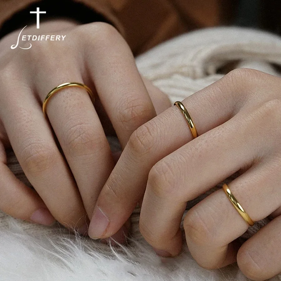 Letdiffery Minimalist 3pcs Stackable Rings Set for Women Stainless Steel Four Color Simple 2pcs Layered Ring Jewelry Daily Wear
