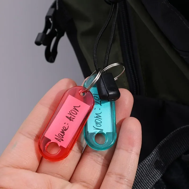 5/100Pcs Clear Plastic Key Tag Colorful Hotel Number Classification Card for DIY ID Label Tags Luggage Keychain Number Plate