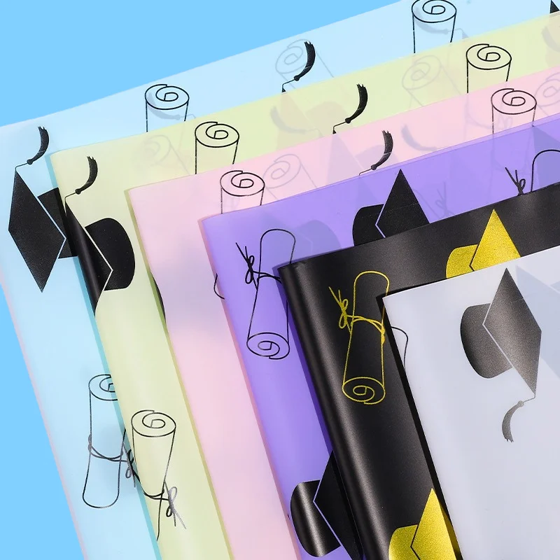 

Graduation Season Doctoral Cap Pattern Flower Wrapping Paper Art Material for Florist Bouquet Packaging Graduation Gift