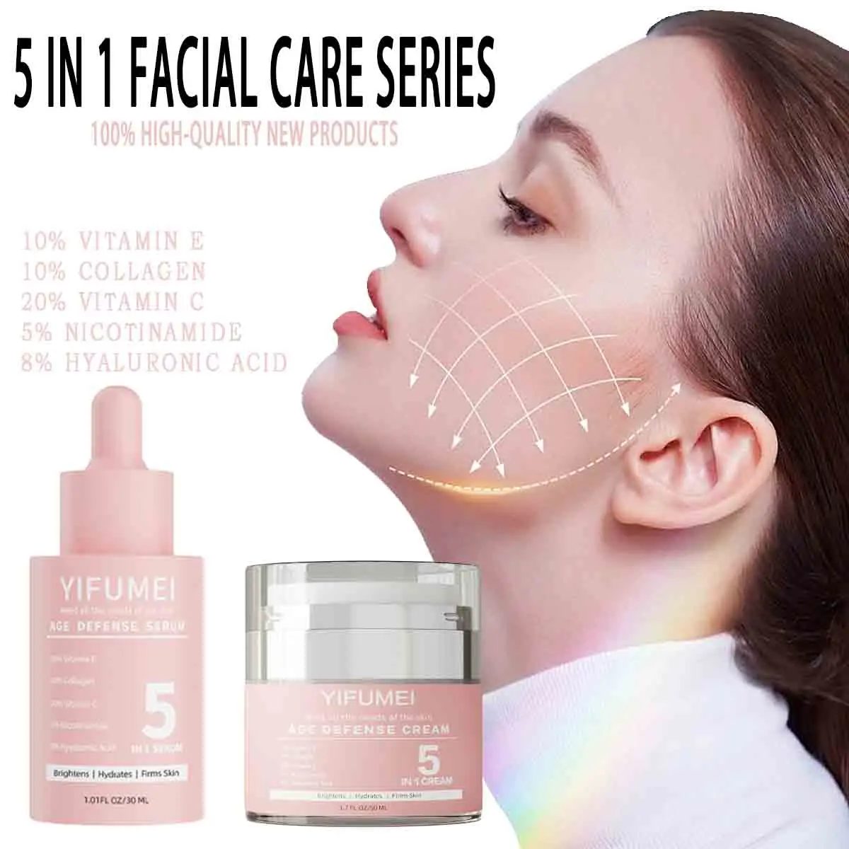 

5 IN 1 Face Serum Cream Skin Care Sets Vitamin C Glow Moisturizing Skin Niacinamide Face Cream Anti-aging Facial Skin Product