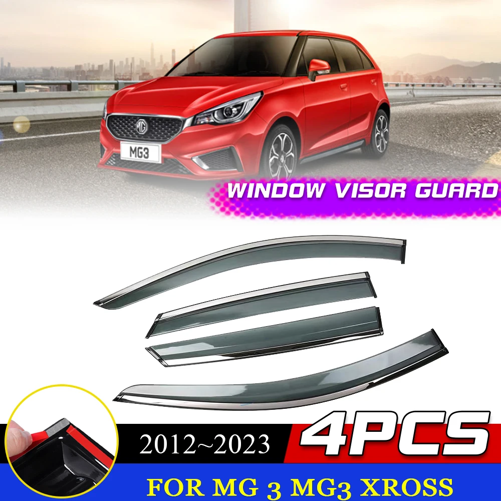 

4Pcs Windows Visor for MG 3 MG3 Xross 2012~2023 2013 Smoke Guard Cover Auto Deflector Awnings Sun Rain Eyebrow Car Accessories