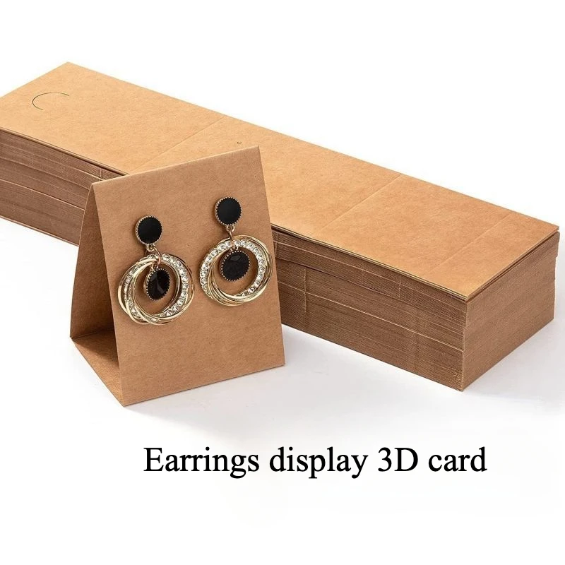 20/50/100Pcs Kraft Paper Card 3D Earrings Display Cards Jewelry Packaging Card Self-Seal Packaging Cardboard Hang Tag Card