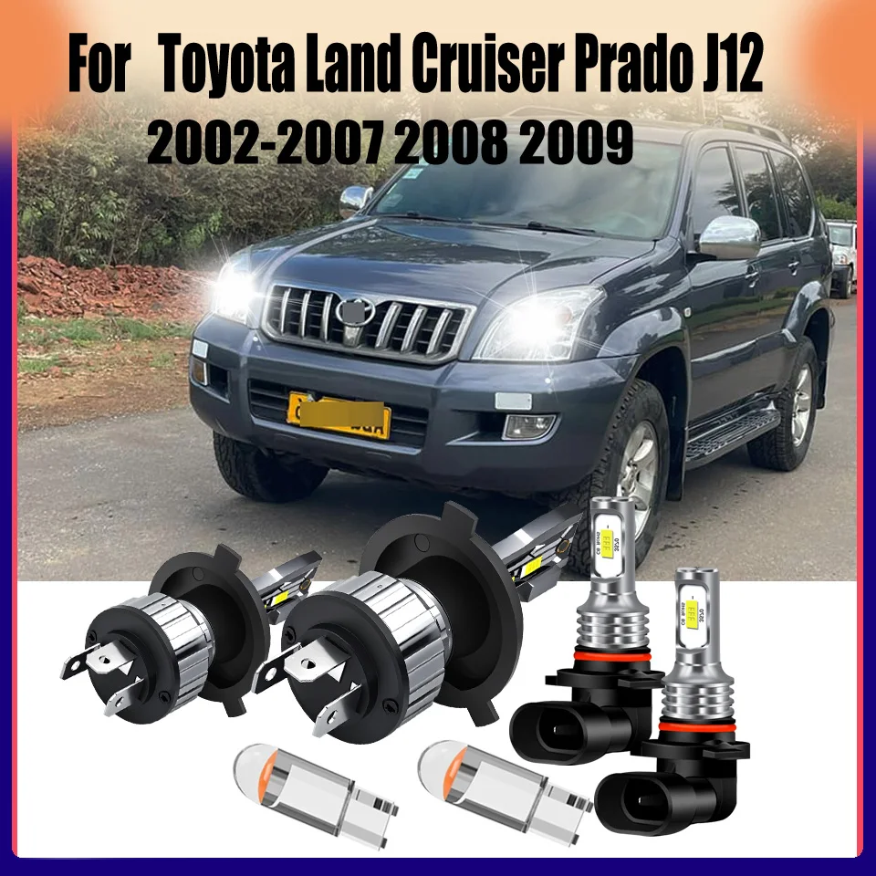 المزدوج شعاع عالية ومنخفضة استبدال H4 9006 HB4 أضواء السيارة LED العلوي الضباب الخفيف لتويوتا لاند كروزر برادو J12 2002-2009 #1