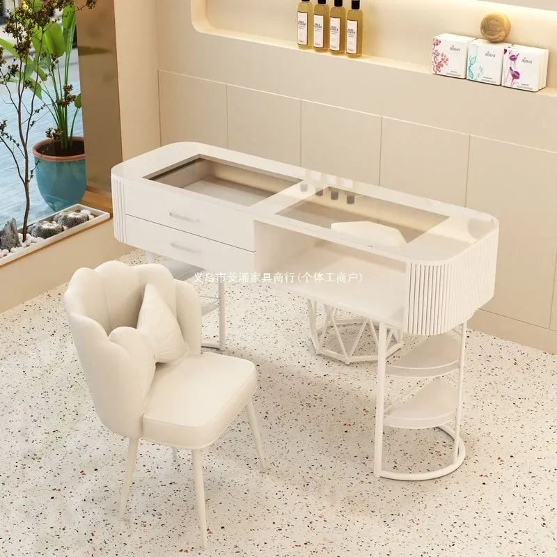 DSA folding wind manicure table white gray glass single double manicure table manicure shop set