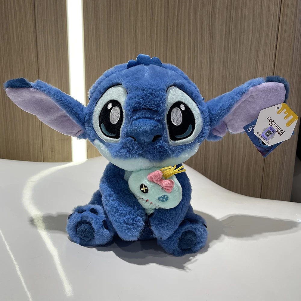 Oryginalna pluszowa zabawka Disney Lilo & Stitch 25 cm Lalka Stitch z nakryciem głowy Wypchana miękka zabawka Zabawka dla dzieci Prezent urodzinowy