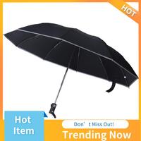 ABNL Automatic Reverse Umbrella Inverted Reflective Folding LED Light Safe Night Windproof Frame For Men Women Umbrellas