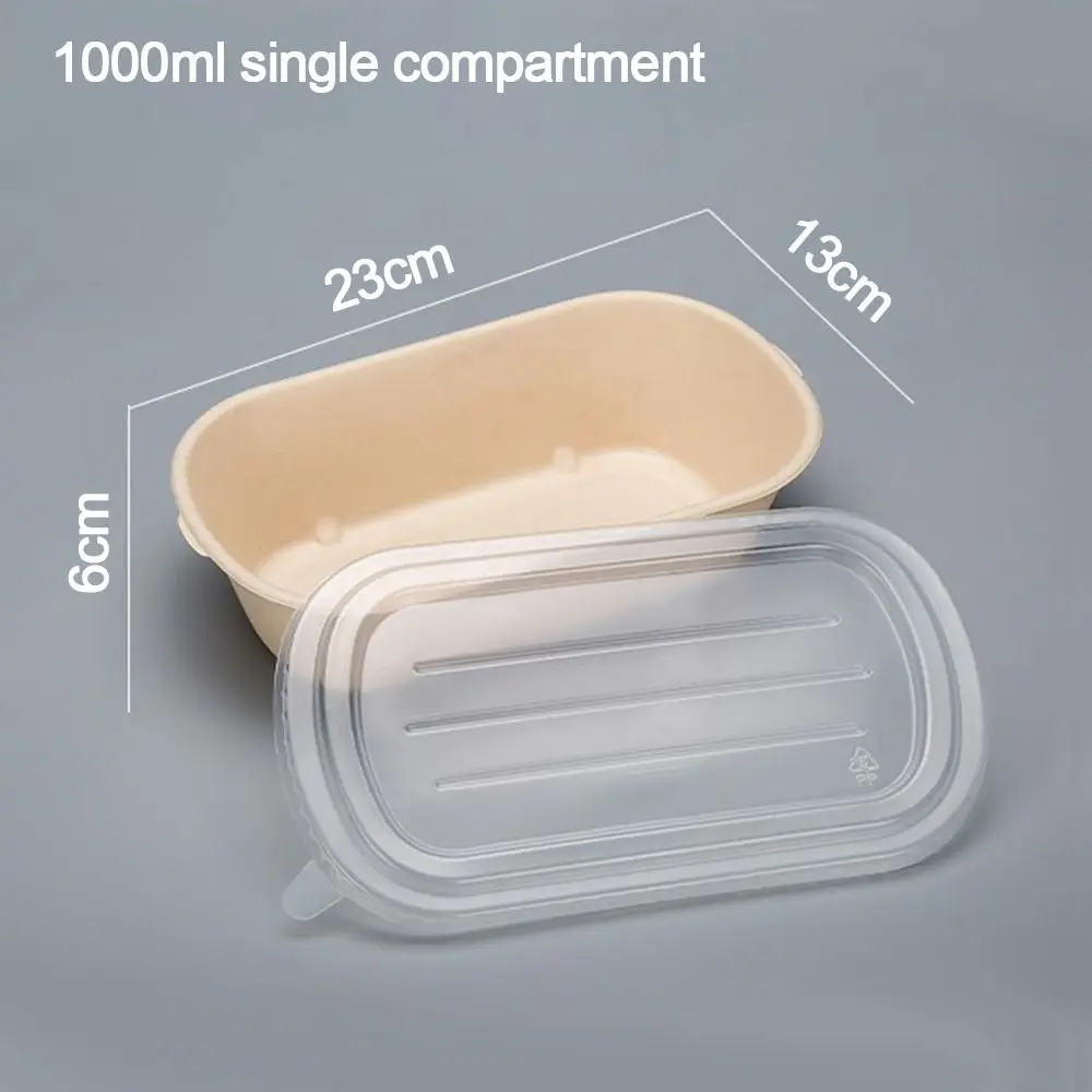 500ml/700ml/850ml/1000ml Light Food Box Paper Degradable Disposable Packing Salad Takeout Fitness Paper Pulp Lunch Box