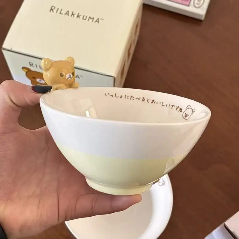 Cartoon Ceramic Bowl Corner Biologic Animal Rice Bowl Rilakkuma Doll 3d Rice Bowl Toy Collectible Figure Kitchen Diningware