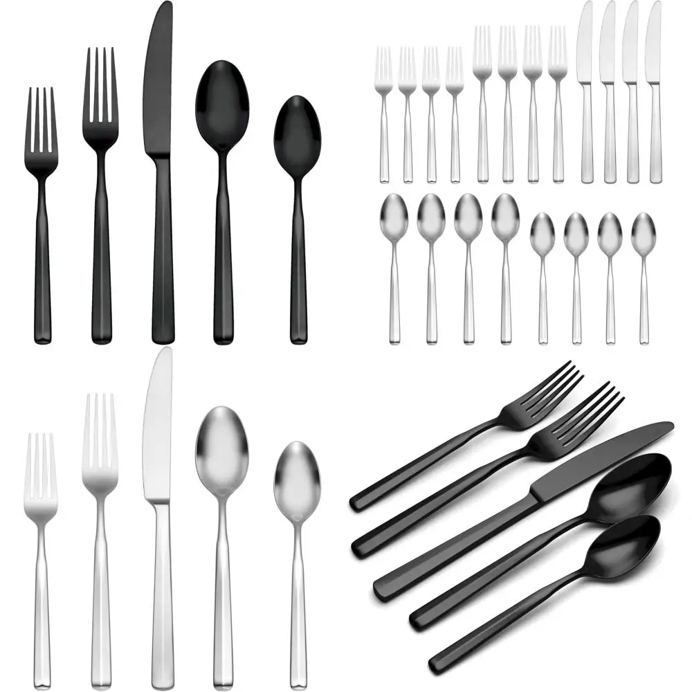 

Набор столовых приборов Ryder из 20 предметов с атласной черной отделкой
