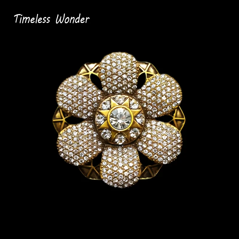 

Timeless Wonder Fancy Zircon Geo Floral Brooch Pins for Women Designer Jewelry Runway Top Trendy Rare Gift Classy Vintage 7523