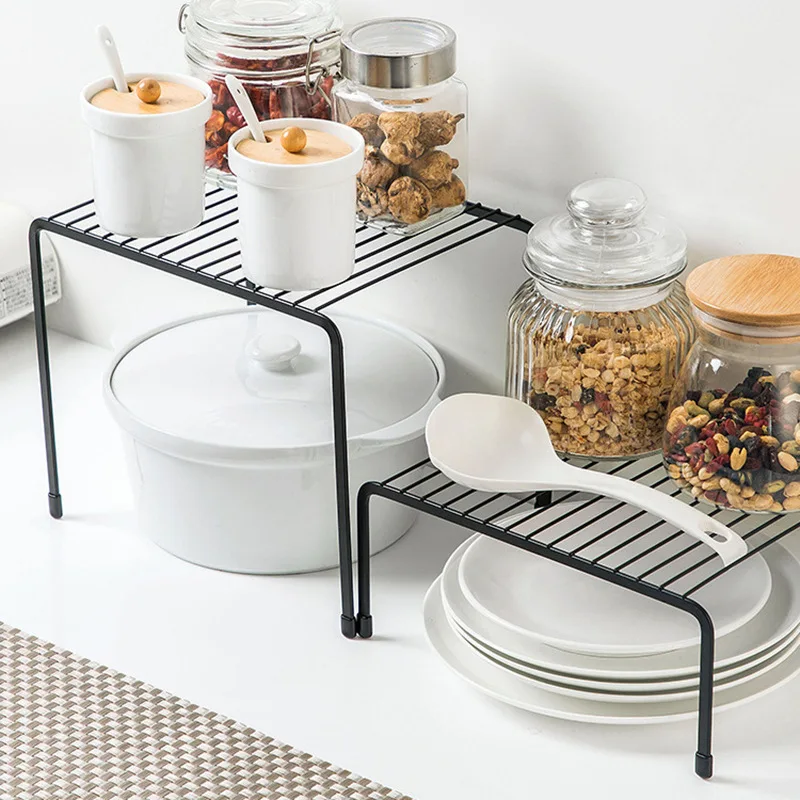 Iron Floor-standing Single layer Storage Rack Condiment Dish Rack  White Wire Cabinet Helper Shelf Organizer Shelf for Kitchen