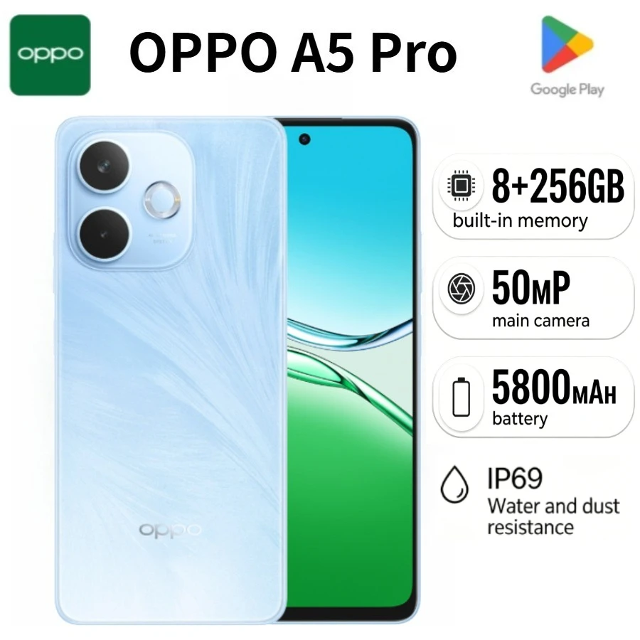 2026 Latest Model OPPO A5 Pro Global Mobile Phone 8GB+256GB Large Capacity Storage 6.67 Inch 120Hz Ultra High Bright Display
