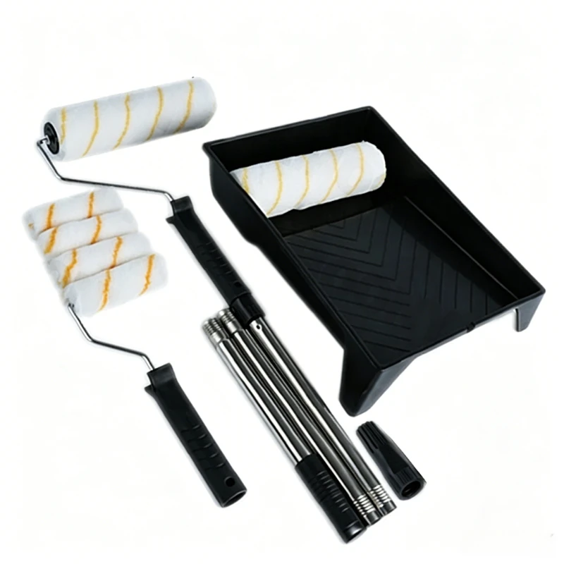

9-inch Roller Frame Extension Rod, Paint Roller Tool Set, Paint Tray Roller Hair Cover
