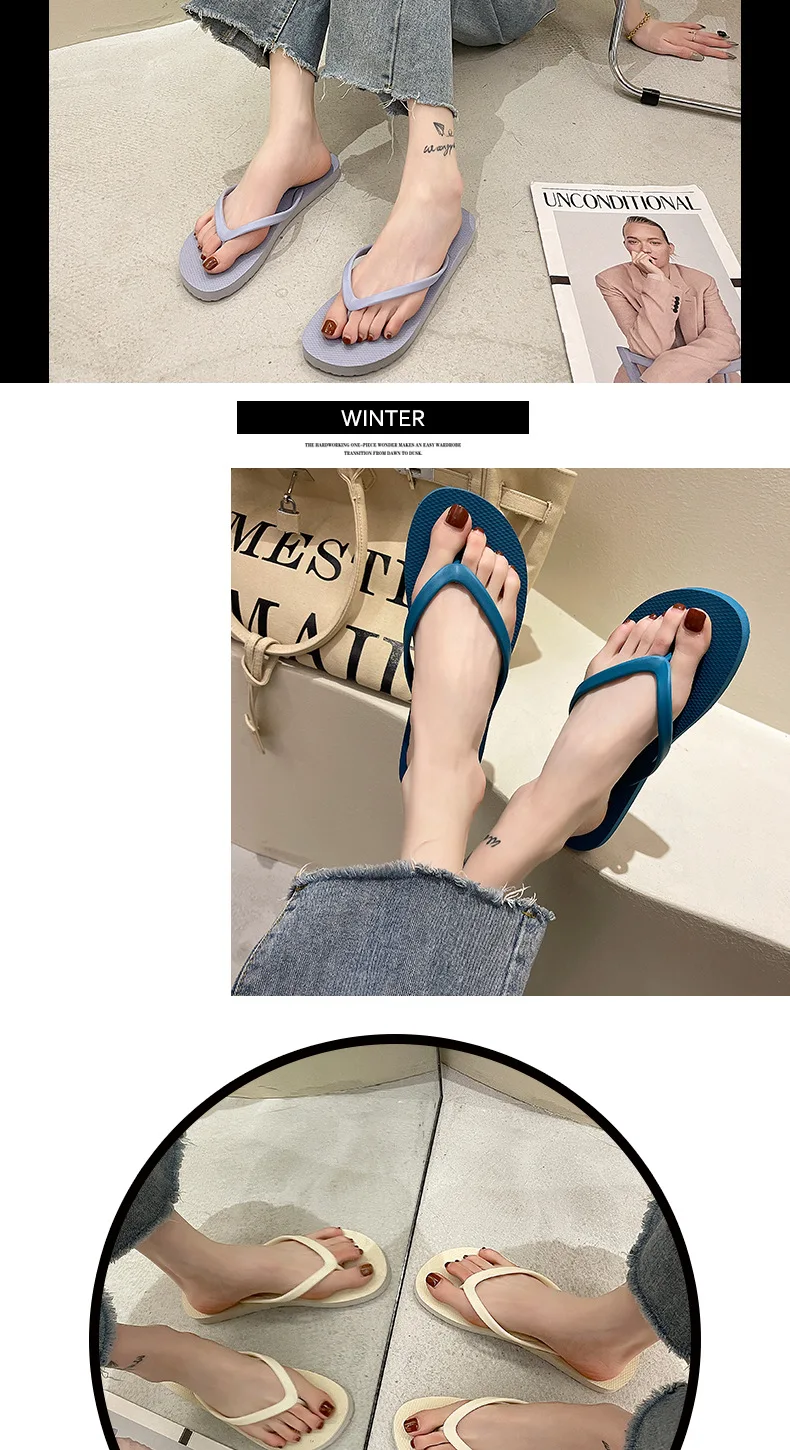 Women's Flats Flip Flops Non-Slip Summer New Casual Beach Women's Sandals Household Daily Fashion Comfortable Women's Slippers