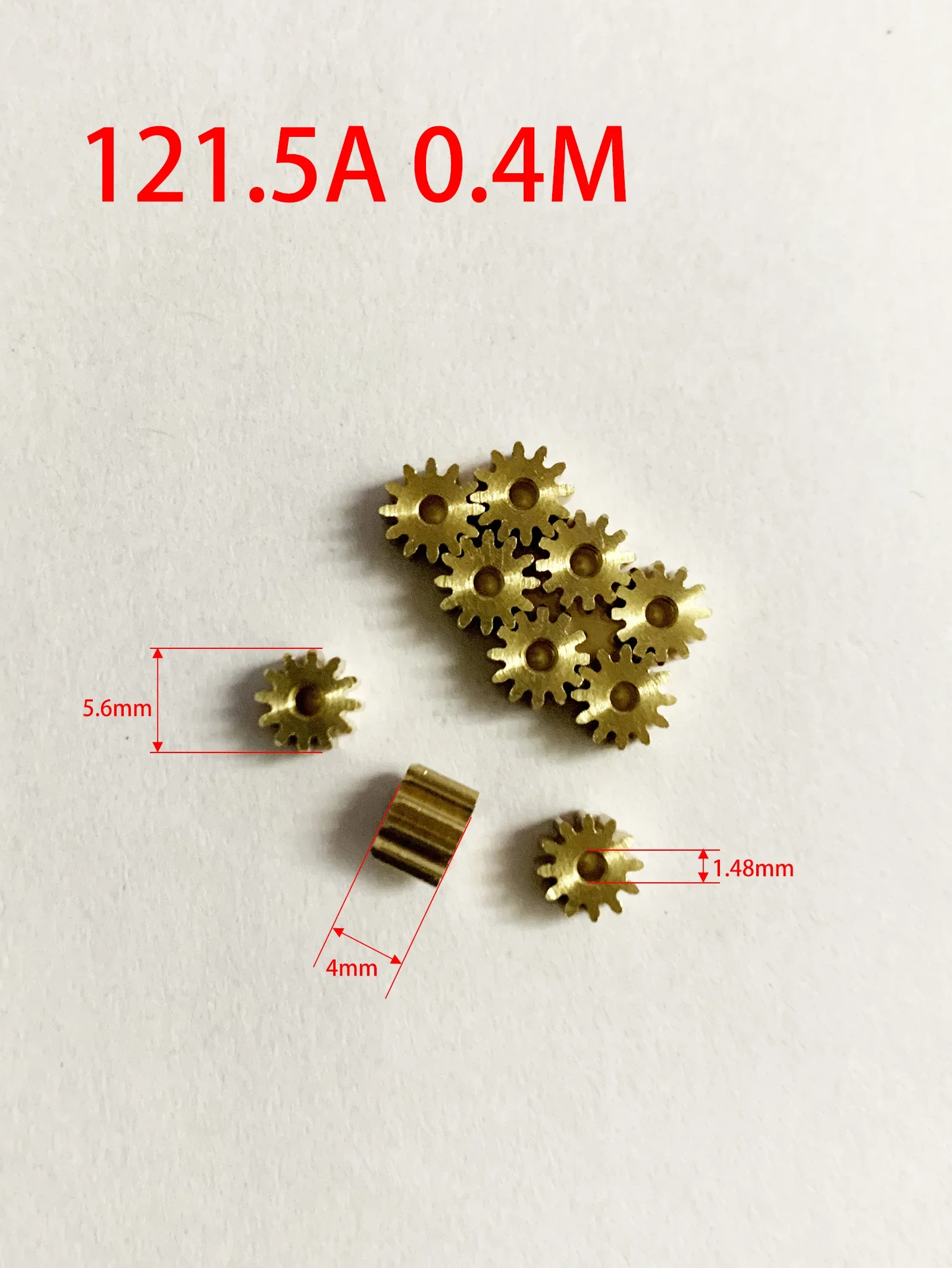 122A 121.5A 0.4M Module Pinion Motor Shaft Hole 1.5/2mm Outer Diameter 5.6mm Mechanical Copper Gears 10pcs/lot