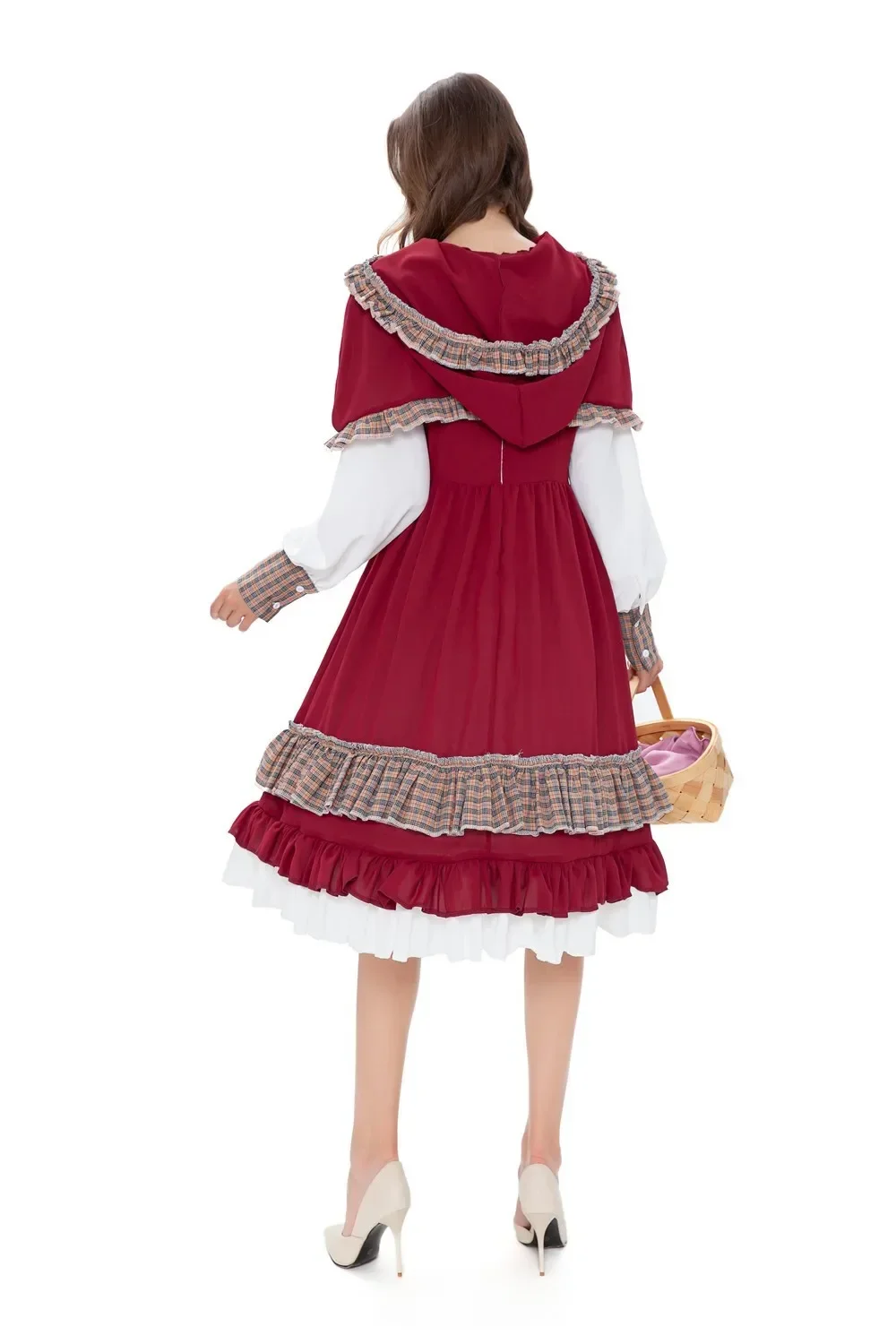 Costume de Cosplay de Femme de Chambre Adulte, Robe Lolita, Barrage Médiéval, Petit Chaperon Rouge d'Halloween pour Fille