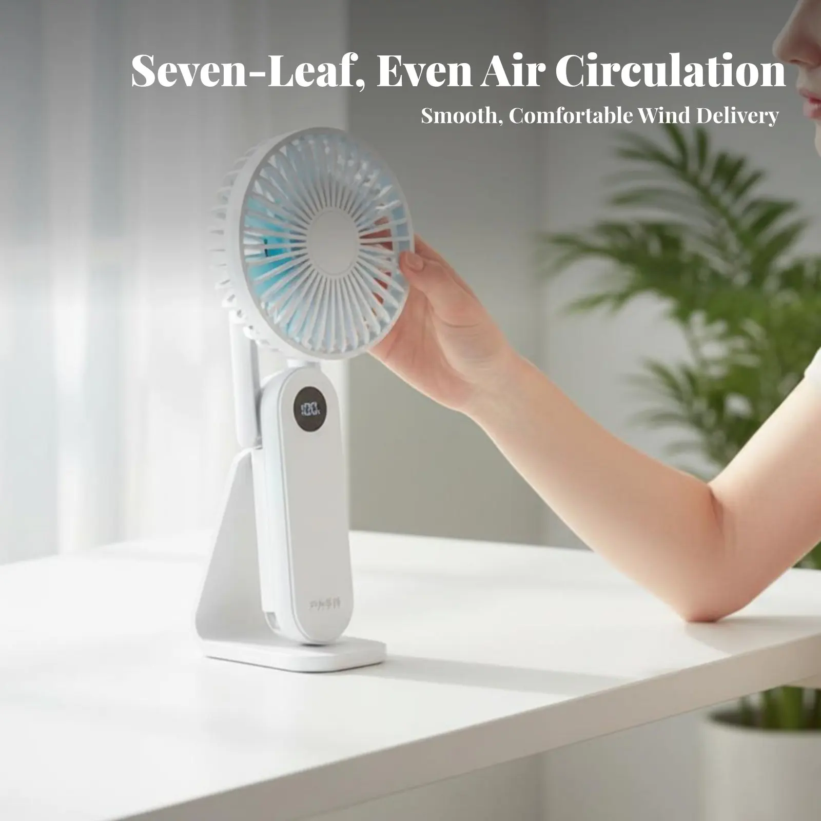 Handheld Fan Quiet Function Portable Folding Fan Lightweight Adjustable Speeds for Office Workers, Travel, Outdoor