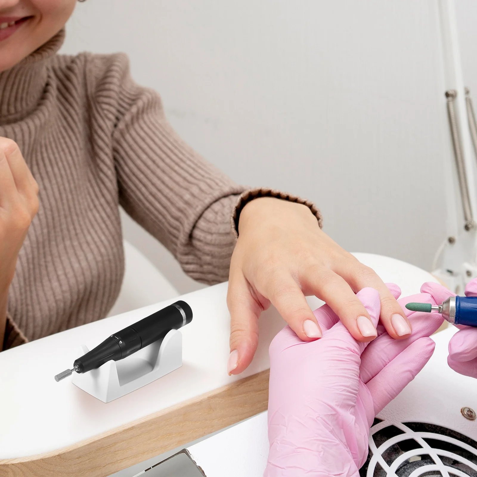 2 قطعة طلاء الأظافر الكهربائية مقبض حامل عديم الرائحة البلاستيك قوس لمسمار أداة فنية طحن مقبض الرف المحمولة مانيكير