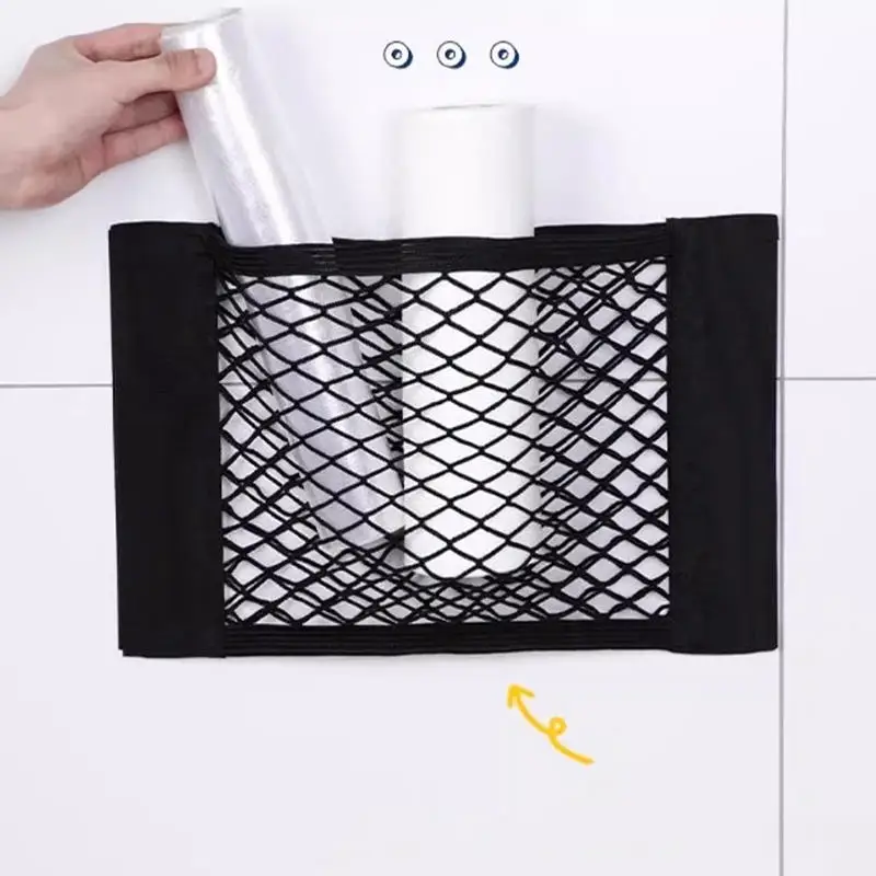 مرونة تخزين صافي جيب المنزل المطبخ خزانة الباب لاصق أشتات أكياس جذع الجيب مع شريط قفل النايلون منظم السيارة #3