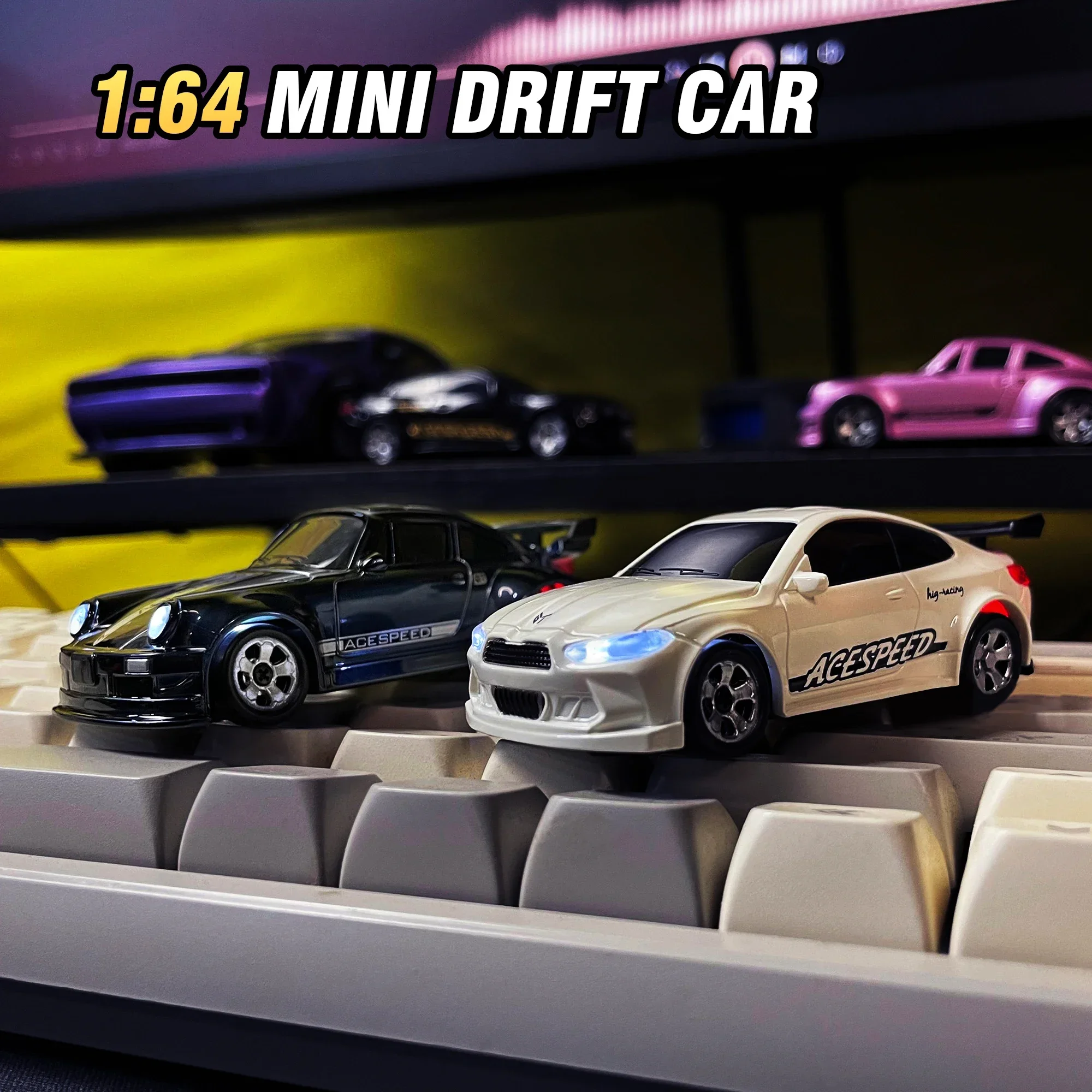 

4Ch Desk Mini Rc Car 1/64 Remote Control Drifting Cars with Light Rc Racing Cars Simulated Electric Model Toys Boys Kid Gift