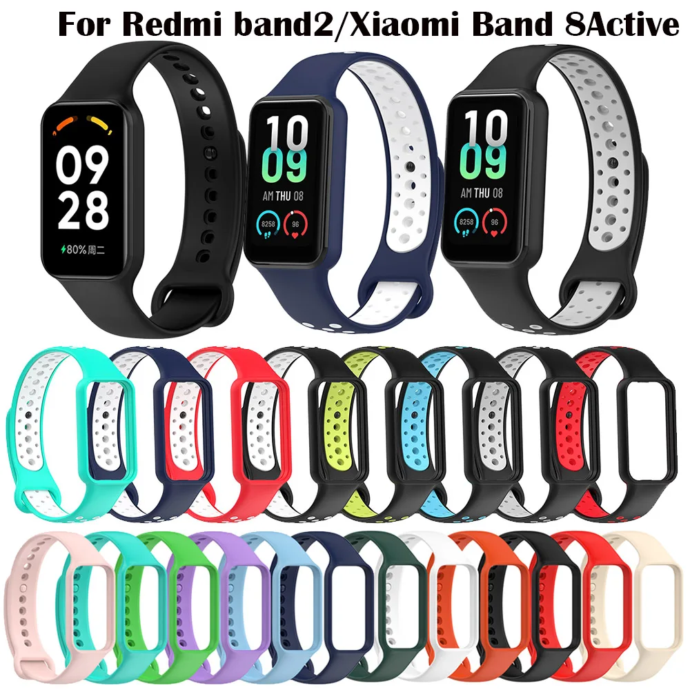 Ремешок силиконовый для смарт-часов Redmi band 2, браслет для Xiaomi Band 8 Active, аксессуары для наручных часов