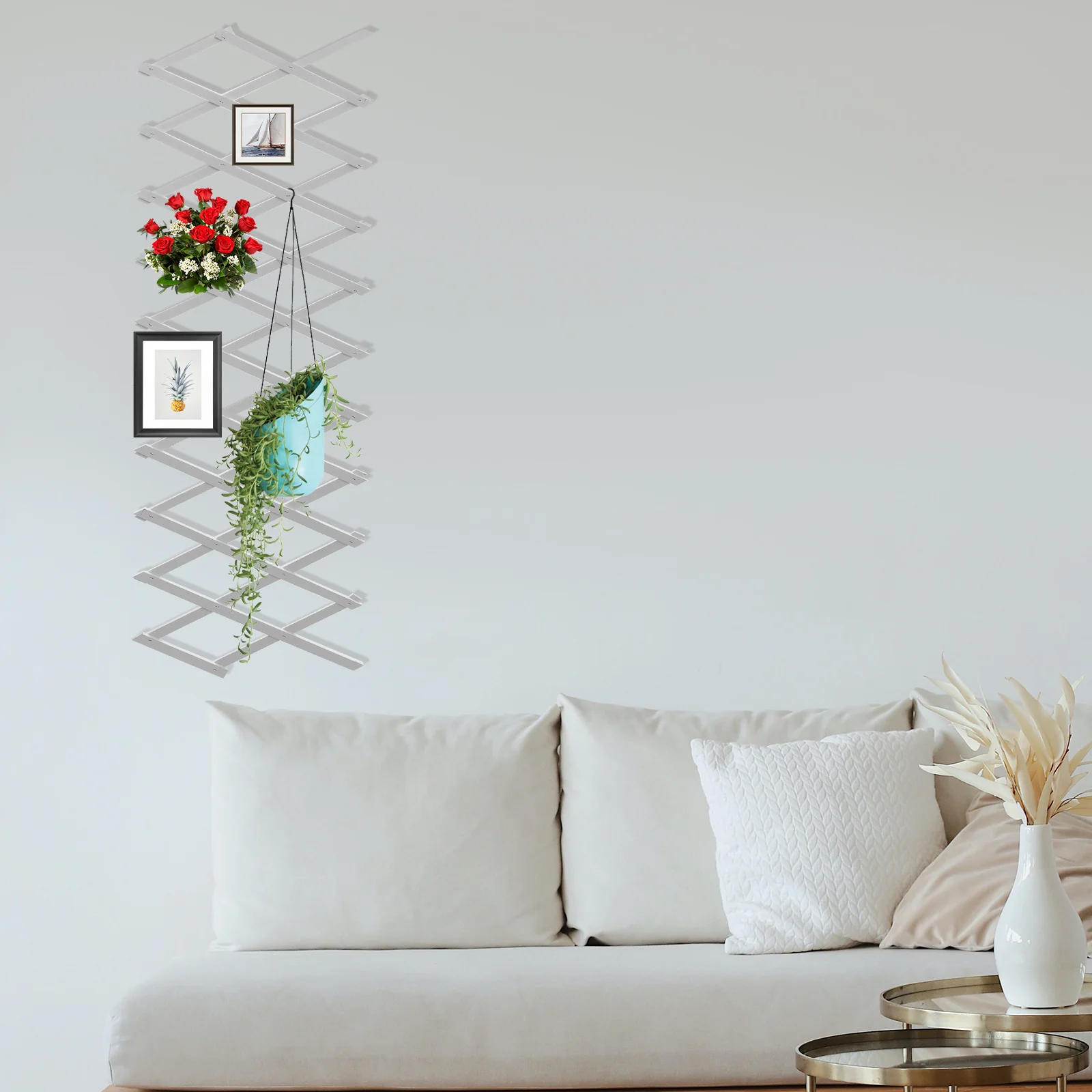 

Natural Wood Expandable Lattice Fence Garden Climbing Plant Support Wall Decor Outdoor Privacy Screen Wooden Panel Yard Divider