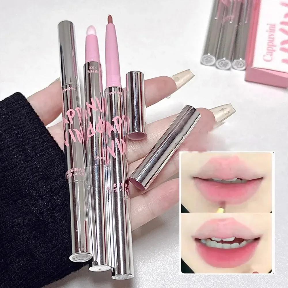 ลิปไลเนอร์สีนู้ดพร้อมแปรงทาปาก Cappuvini สไตล์เกาหลี Lip Makeup Long Last Velvet Matte Lipstick