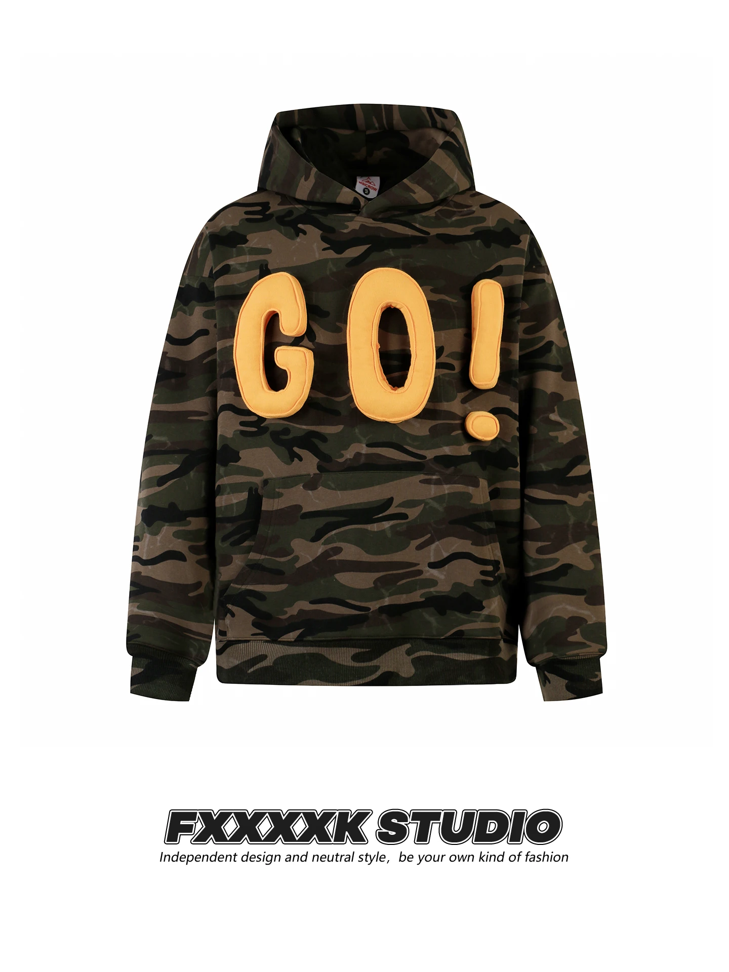 

Оригинальная американская модная толстовка FXK с уникальным 3D-принтом и камуфляжным узором, свободного кроя, для пар, из смесового хлопка и полиэстера, с длинными рукавами