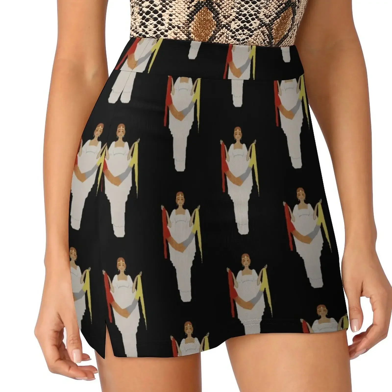 

Art Deco Woman Holding Fabric Mini Skirt skirts korean style clothing dresses for prom