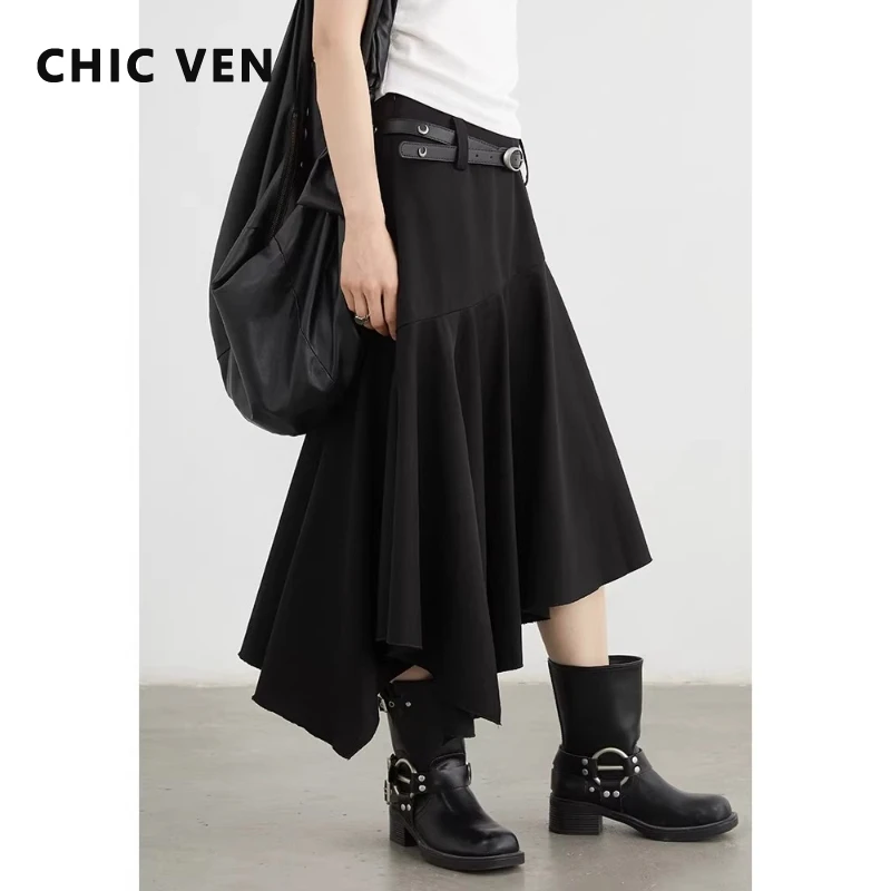 CHIC VEN New Women Skirts Solid Loose Casual Solid Irregular Hem Fishtail Ladies Side Slit Skirt Spring Summer 2026 Clothes
