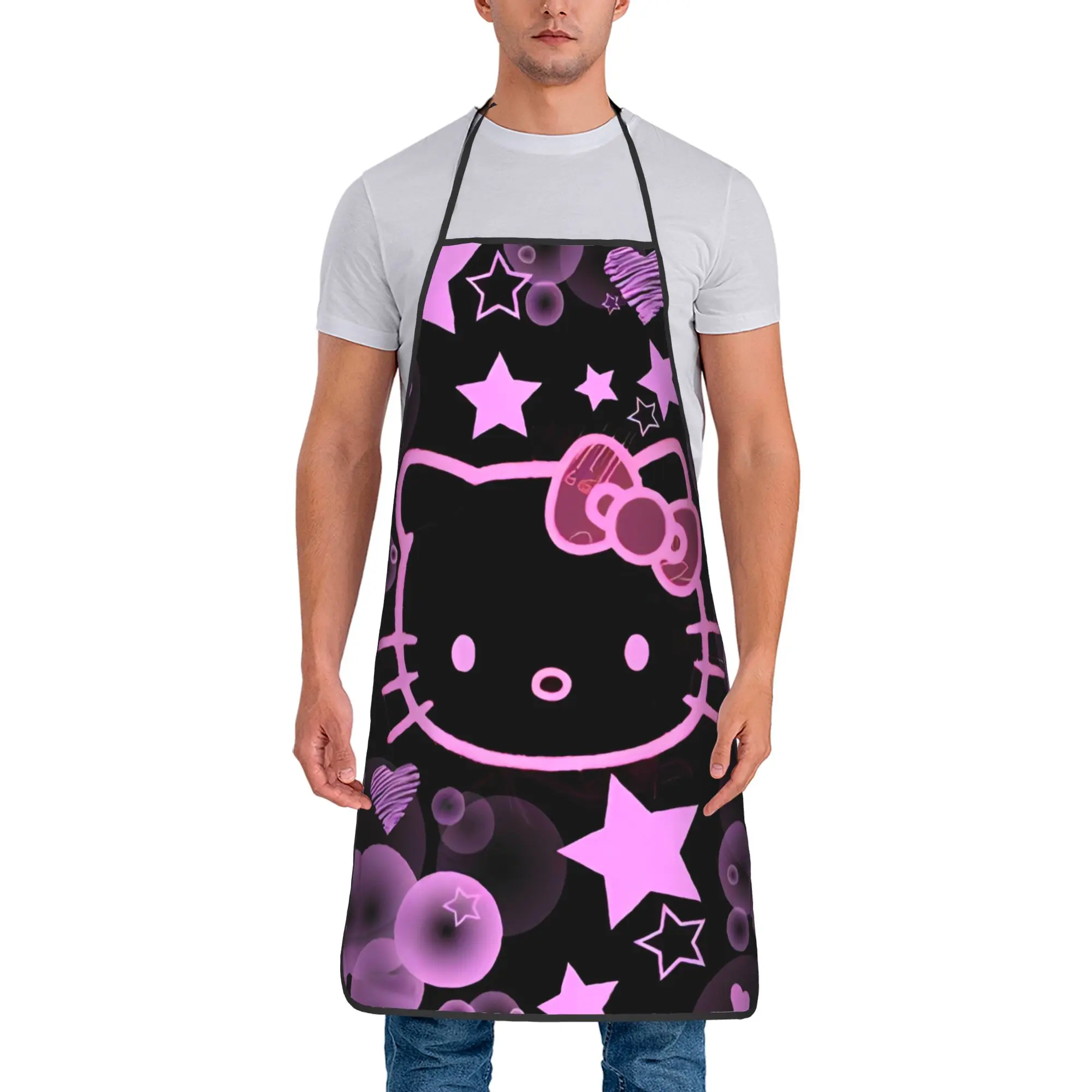 

Фартуки Hello Kitty в стиле панк из полиэстера, 52*72 см, для кухни, выпечки, барбекю, вечеринок, для шеф-поваров и бариста