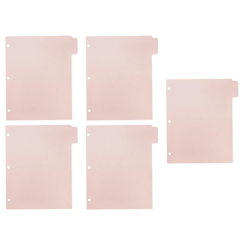 5 Sheets Divider 3 Ring Binder Label Page Markers Plastic Dividers Loose-leaf Pink Notepad Tabs