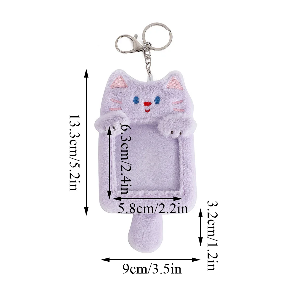 Hot Cartoon Plush Card Holder Cover Keychain ID Credit Case Photo Card Holder Star Chasing Fluffy Bus Card Protector Bag Pendant