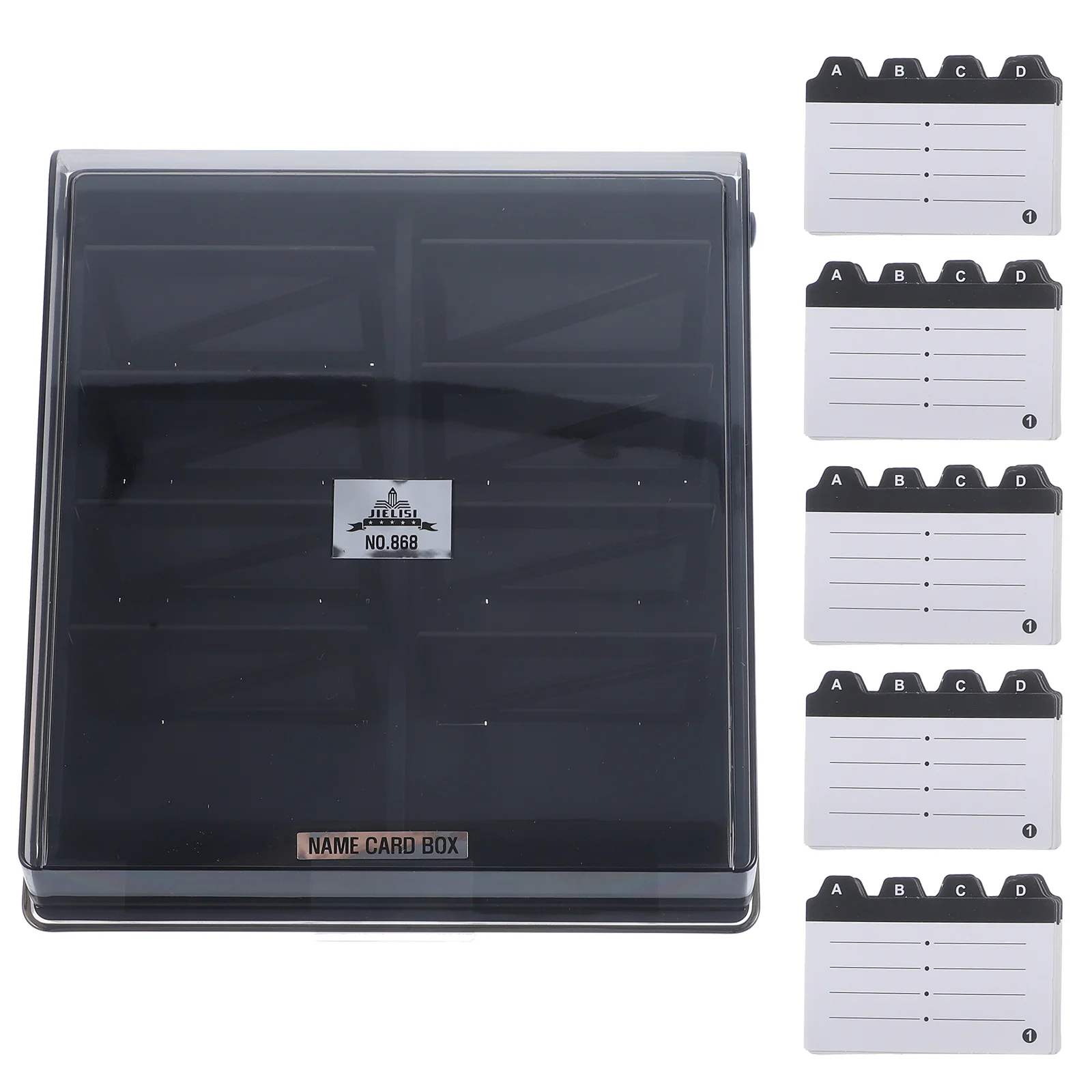 

Plastic Business Card Organizer Box Large Capacity Design Convenient Use Elegant Professional Business Card Holder Desk