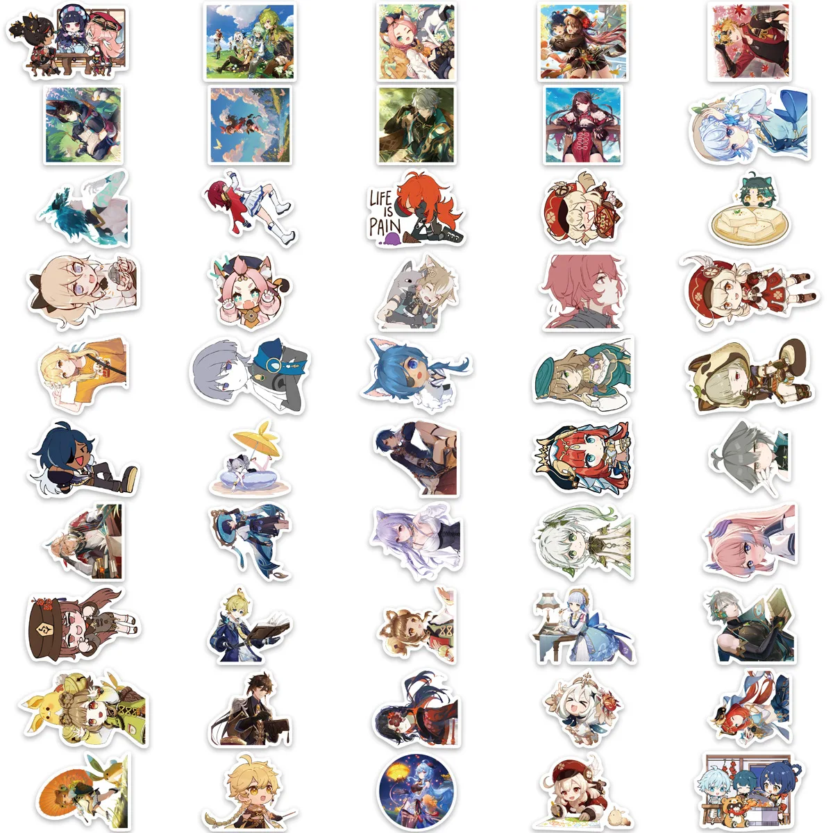 10/50/100Pcs Game Anime Genshin Impact Stickers Laptop Luggage Skateboard Suitcase Phone Kawaii Stickers Kids Gift Scrapbook Toy