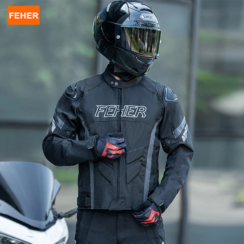 

Мотоциклетная куртка FEHER для мужчин, 2 слоя, всесезонная, со съемной подкладкой, дышащая, сохраняющая тепло, ветрозащитная, водонепроницаемая.