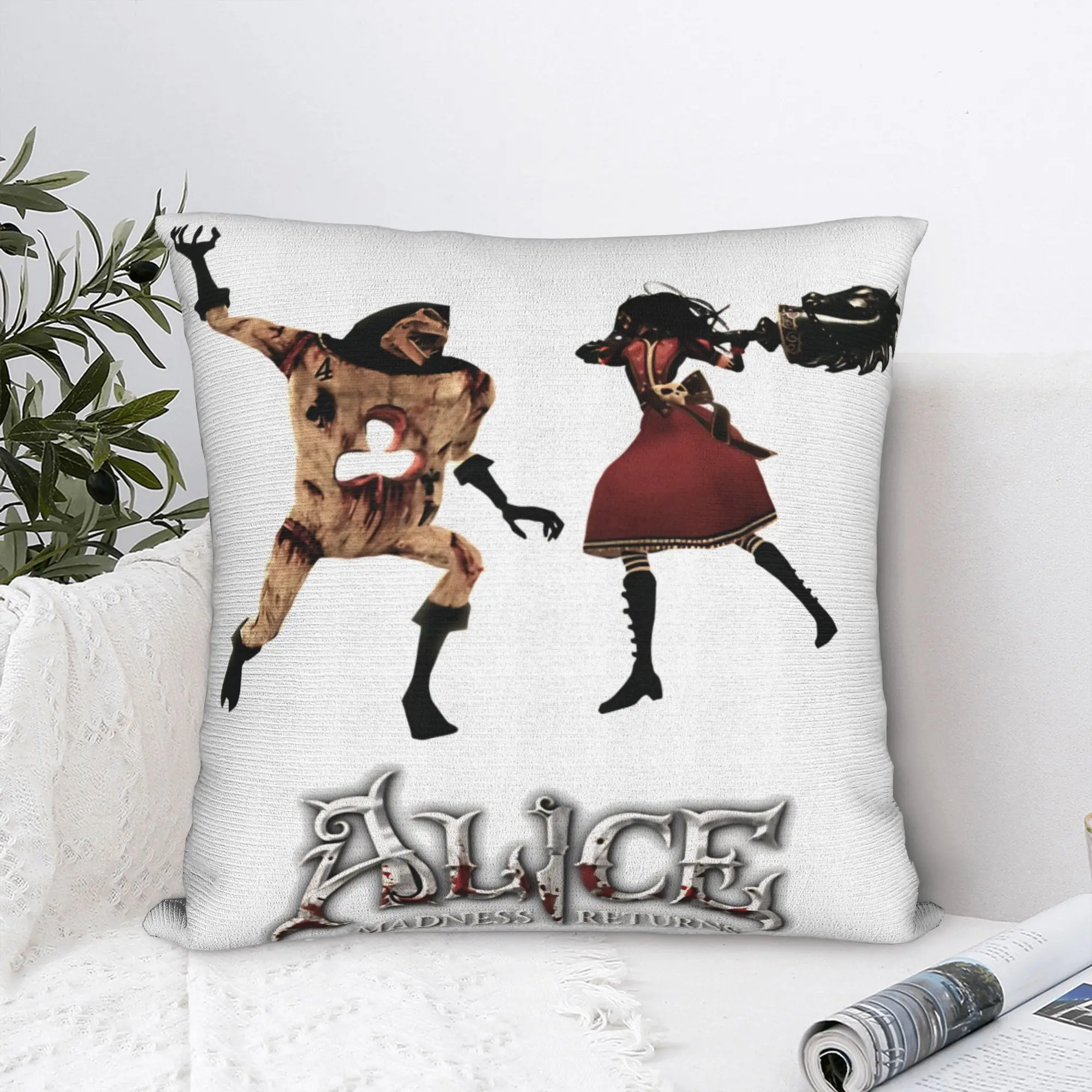 A-Alice Madness Returns Pillow Case Game  Square Pillow Cover Vintage Pillowcases For Sofa Home Decor