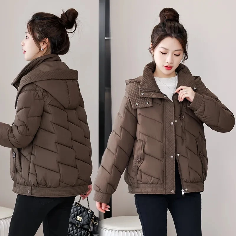 Hooded Down Cotton-Padded Jacket Women's New Cotton-Padded Jacket Autumn/Winter 2024 Fashionable And Slim  And Warm Jacket