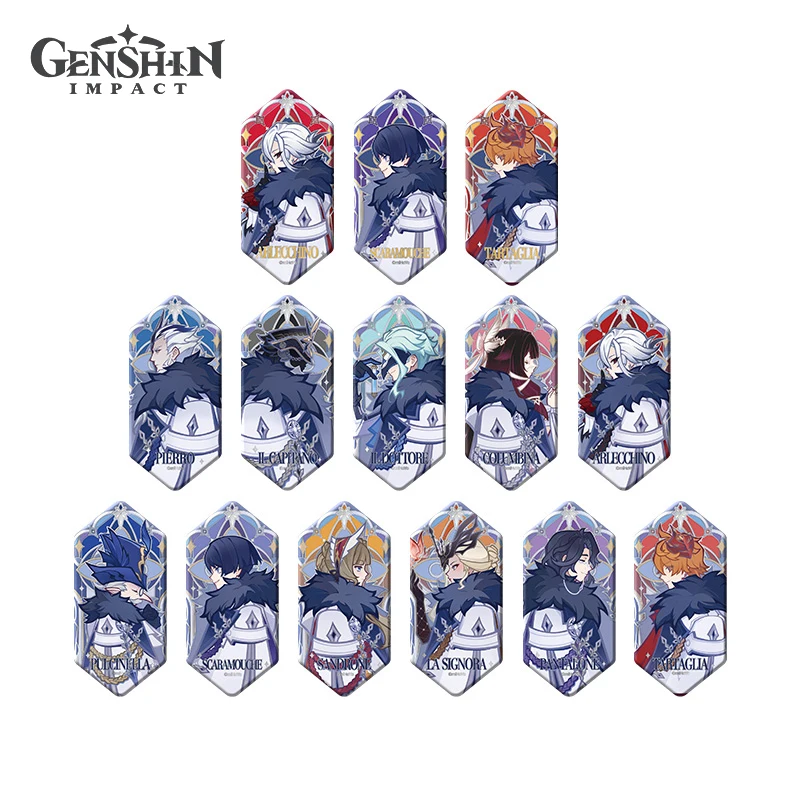 Official Genshin Impact Frost & Flame Series Blind Box Toys – Fatui Harbingers Anime Badge Pin Brooch Collectible Gift & Merch