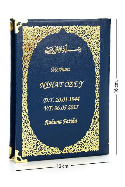 Name Printed Hard hard-Volume Yasin Book - Bag Size-128 Pages - Rosary - Transparent Boxed-navy Color - Religious Gift Set