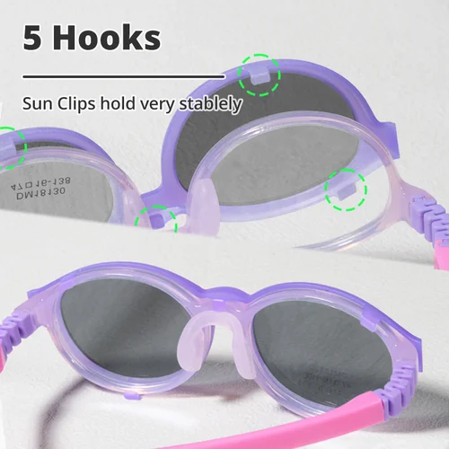 Imagen 2 del producto Ralferty-gafas de sol con Clip 2 en 1 para niños, lentes de sol polarizadas y flexibles, antideslumbrantes, redondas, uv400, para bebés