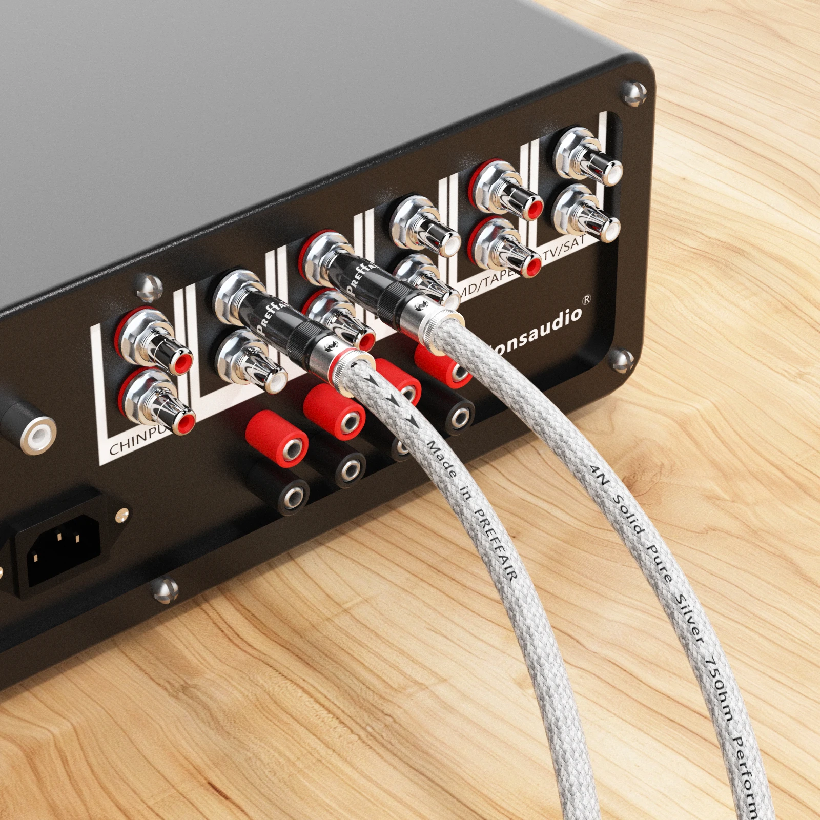 4N الفضة النقية كابل RCA الصوت ربط إشارة سلك 18AWG الصلبة PSS الأساسية RCA ذكر إلى RCA ذكر كابل استريو الصوت ل أمبير