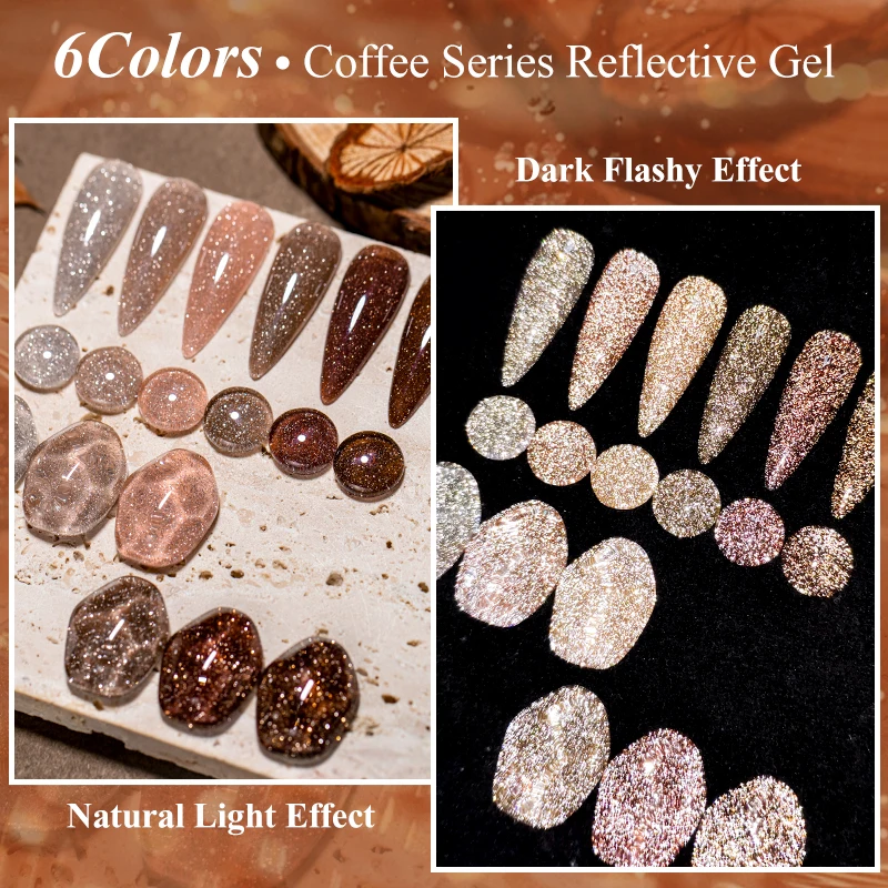 MEET ACROSS 6 Pz/set Serie Caffè Glitter Nail Gel Polish Set FAI DA TE Unghie artistiche Soak Off UV/LED Pittura Scintillante Gel Vernis Kit